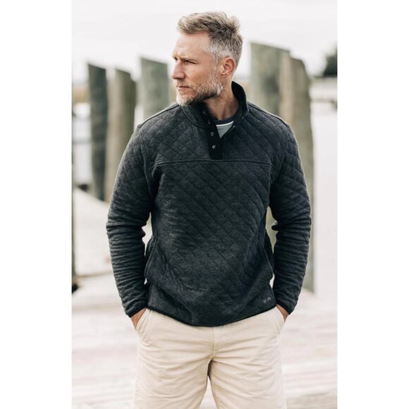 Taylor Stitch Quilted High Neck Sweater Men 42 Large Organic Cotton Outdoor Flaw - Picture 1 of 16